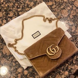 Gucci Velvet Marmont Wallet on Chain